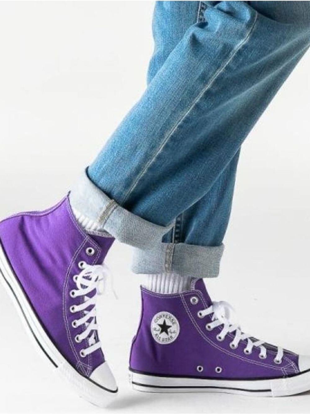 Converse High Top Sneakers - Purple & White
